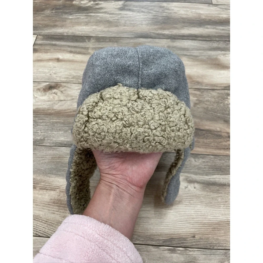 Gap Kids Toddler Boy Gray Fleece Trapper Hat Faux Fur L/XL 54-56cm